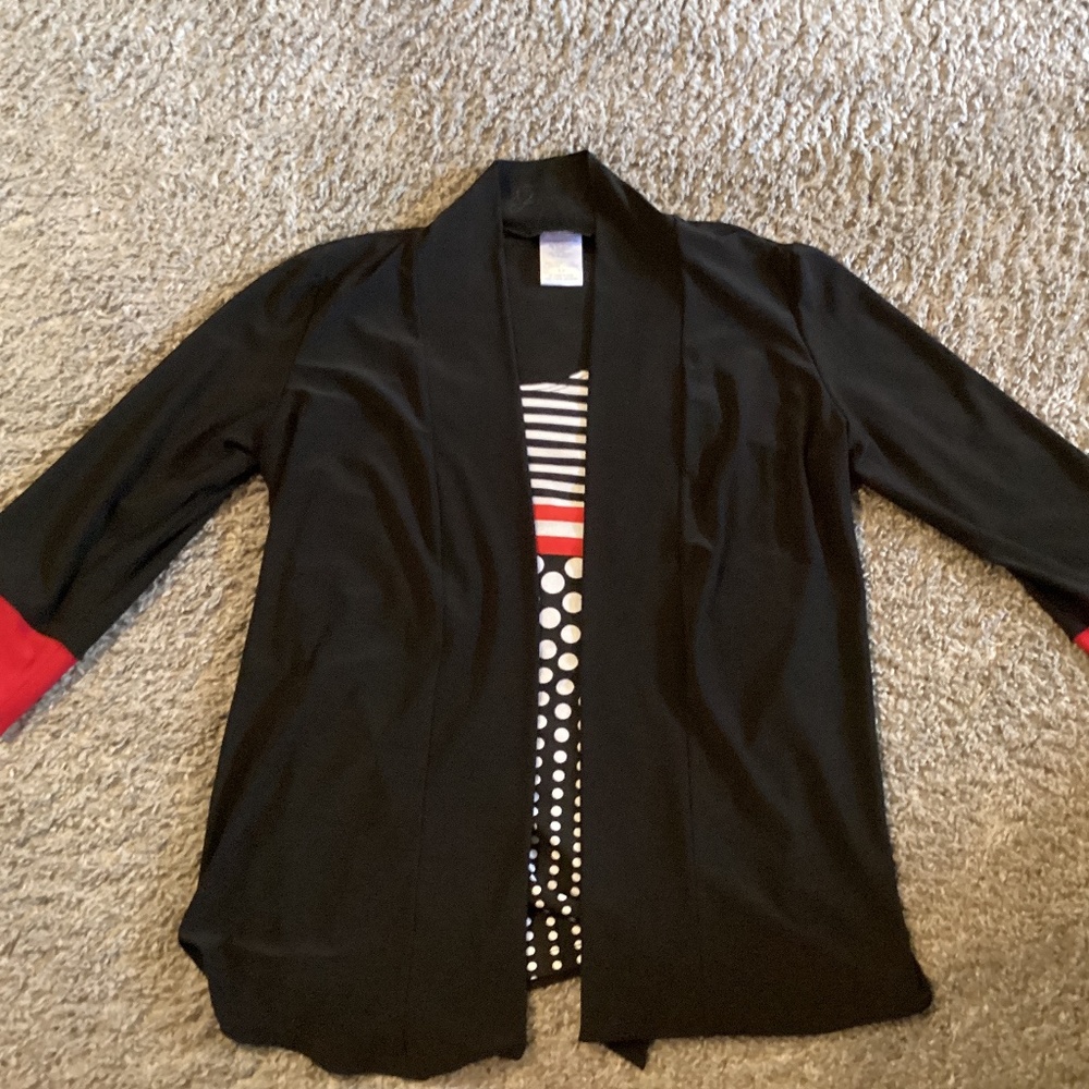 Libra blouse size S/P one piece blouse black  with polka dot attached tank.